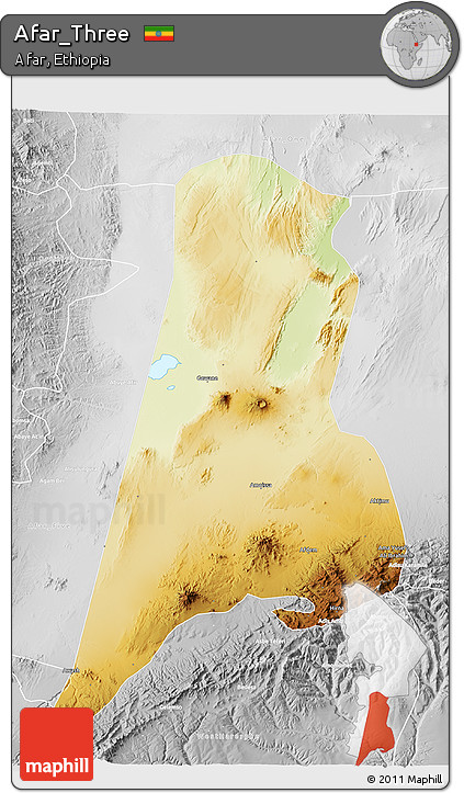 Physical 3D Map of Afar_Three, lighten, desaturated