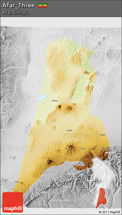 Physical 3D Map of Afar_Three, lighten, desaturated