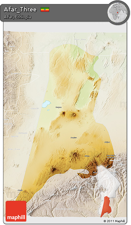 Physical 3D Map of Afar_Three, lighten