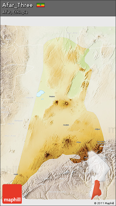Physical 3D Map of Afar_Three, lighten