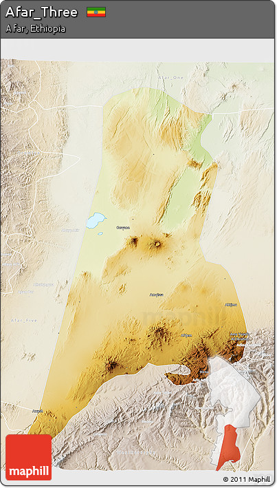 Physical 3D Map of Afar_Three, lighten