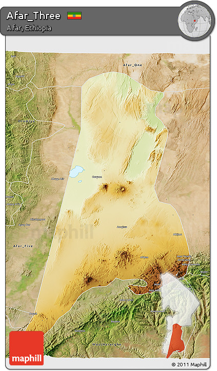 Physical 3D Map of Afar_Three, satellite outside