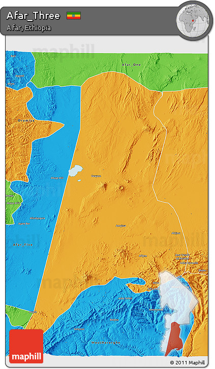 Political 3D Map of Afar_Three