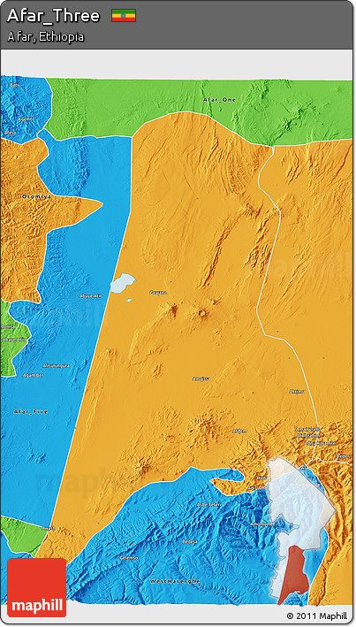 Political 3D Map of Afar_Three