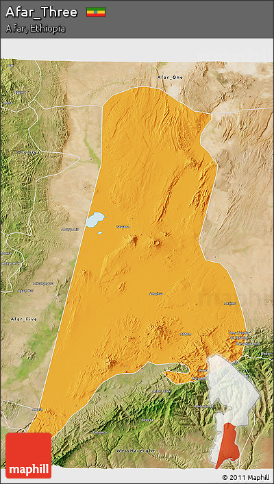 Political 3D Map of Afar_Three, satellite outside