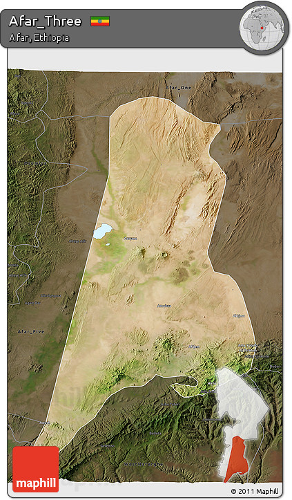 Satellite 3D Map of Afar_Three, darken