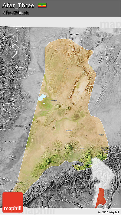Satellite 3D Map of Afar_Three, desaturated