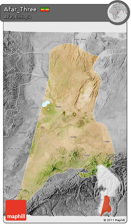 Satellite 3D Map of Afar_Three, desaturated