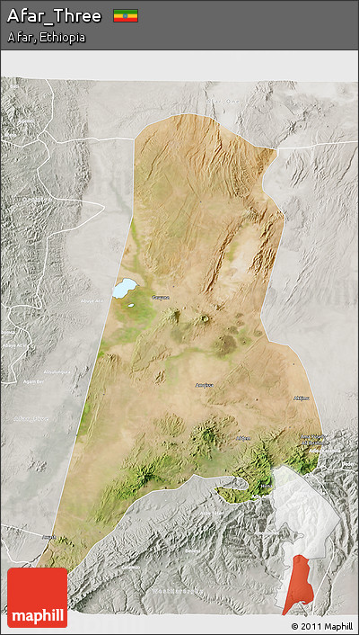 Satellite 3D Map of Afar_Three, lighten, semi-desaturated