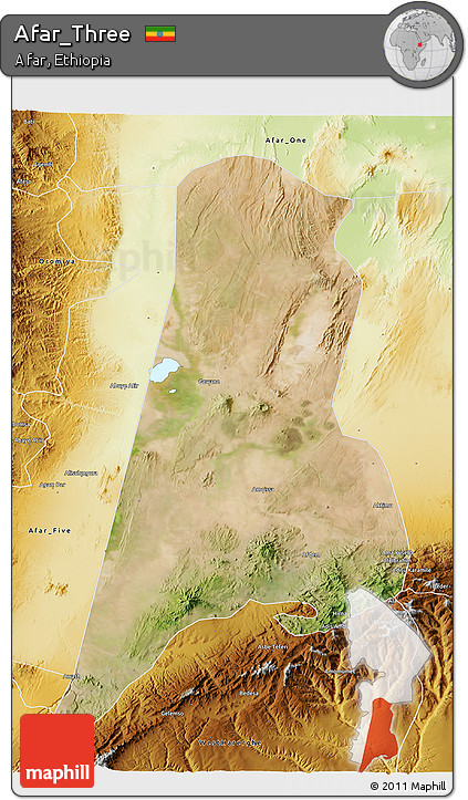 Satellite 3D Map of Afar_Three, physical outside