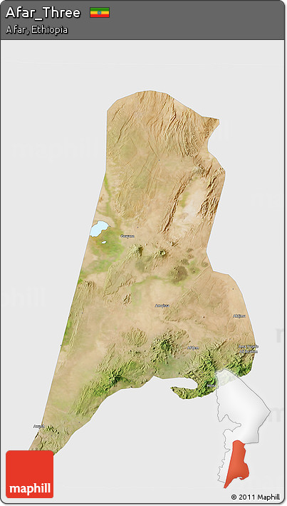 Satellite 3D Map of Afar_Three, single color outside
