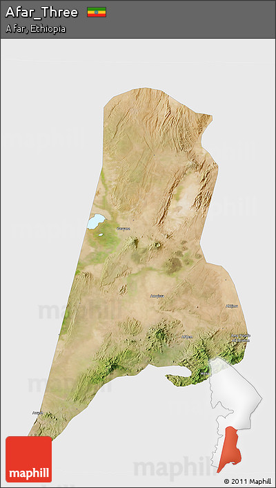 Satellite 3D Map of Afar_Three, single color outside