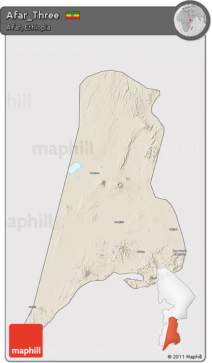 Shaded Relief 3D Map of Afar_Three, cropped outside