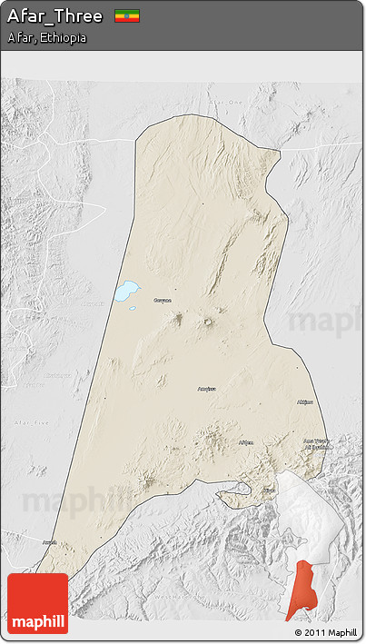 Shaded Relief 3D Map of Afar_Three, lighten, desaturated