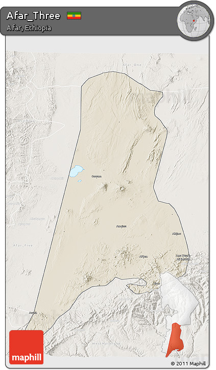 Shaded Relief 3D Map of Afar_Three, lighten