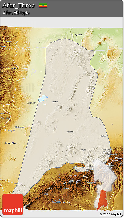 Shaded Relief 3D Map of Afar_Three, physical outside