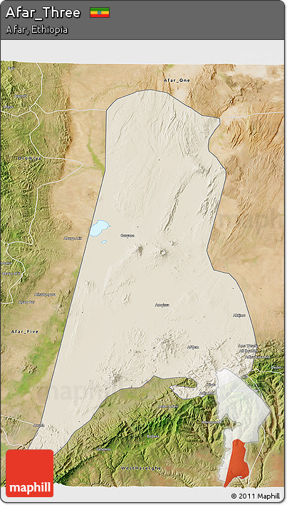 Shaded Relief 3D Map of Afar_Three, satellite outside
