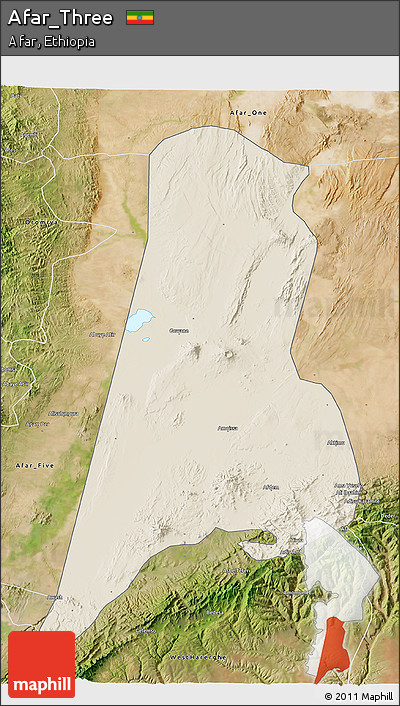 Shaded Relief 3D Map of Afar_Three, satellite outside