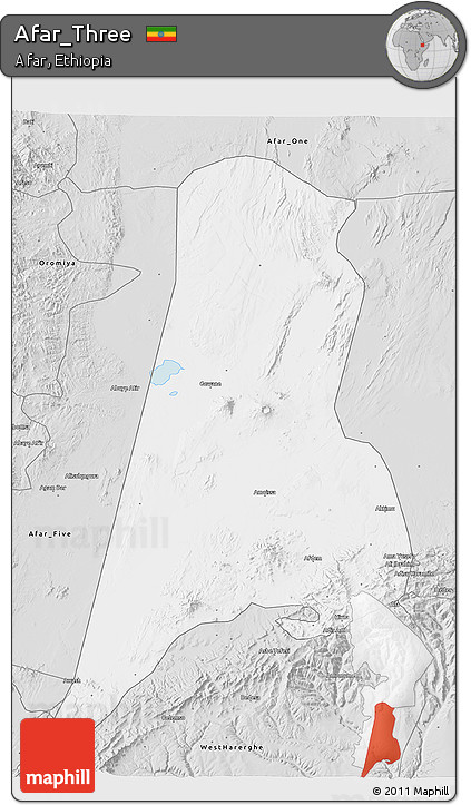 Silver Style 3D Map of Afar_Three