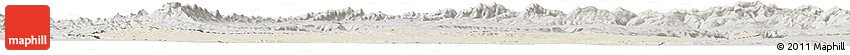Shaded Relief Horizon Map of Afar_Three, semi-desaturated