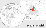 Blank Location Map of Afar_Three, highlighted country, highlighted parent region, within the entire country