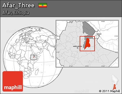 Blank Location Map of Afar_Three, highlighted country, highlighted parent region