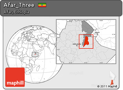 Blank Location Map of Afar_Three, highlighted country, highlighted parent region