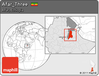 Blank Location Map of Afar_Three, highlighted country, highlighted parent region