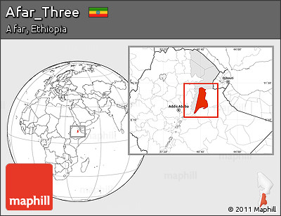 Blank Location Map of Afar_Three, highlighted parent region