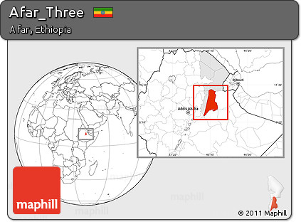 Blank Location Map of Afar_Three, highlighted parent region
