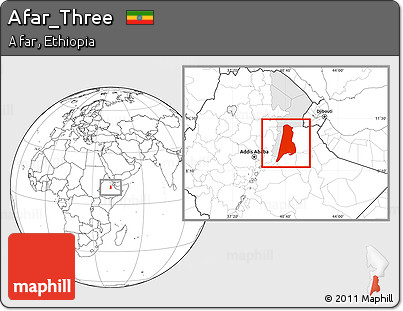 Blank Location Map of Afar_Three, highlighted parent region
