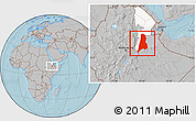Gray Location Map of Afar_Three, highlighted parent region, hill shading