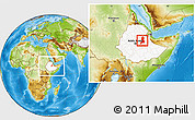 Physical Location Map of Afar_Three, highlighted country, within the entire country