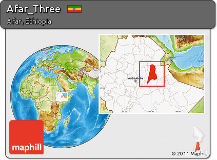 Physical Location Map of Afar_Three, highlighted country