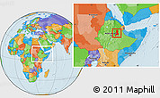 Political Location Map of Afar_Three, within the entire country