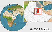 Satellite Location Map of Afar_Three, highlighted country, highlighted parent region