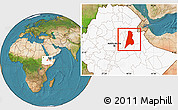 Satellite Location Map of Afar_Three, highlighted country