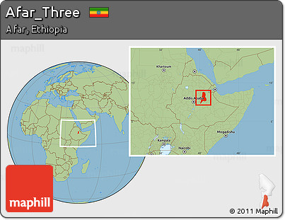 Savanna Style Location Map of Afar_Three, within the entire country