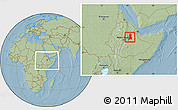 Savanna Style Location Map of Afar_Three, within the entire country, hill shading