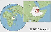 Savanna Style Location Map of Afar_Three, highlighted country, within the entire country