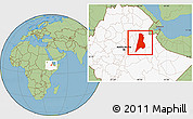 Savanna Style Location Map of Afar_Three, highlighted country