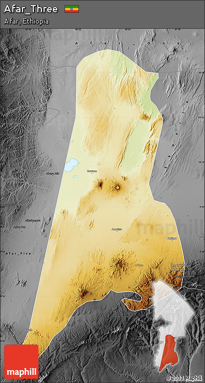 Physical Map of Afar_Three, darken, desaturated