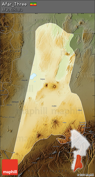 Physical Map of Afar_Three, darken