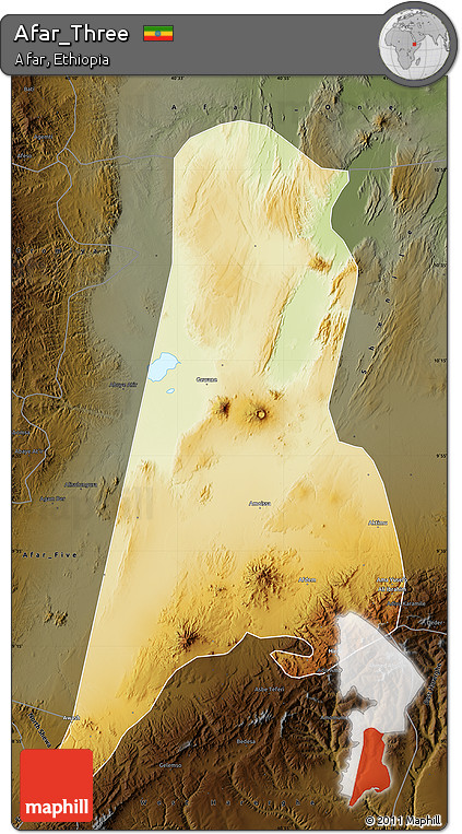 Physical Map of Afar_Three, darken