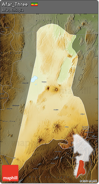 Physical Map of Afar_Three, darken