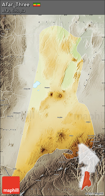 Physical Map of Afar_Three, semi-desaturated