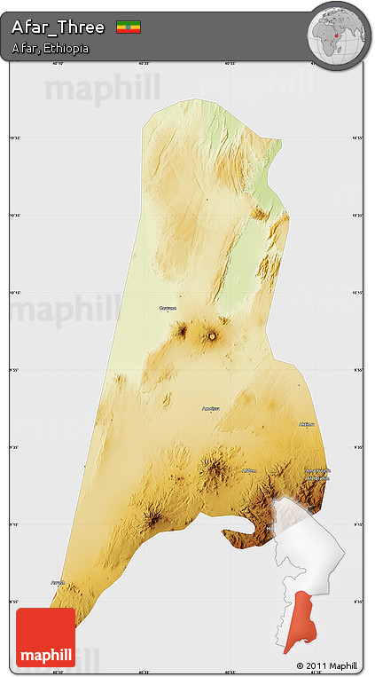 Physical Map of Afar_Three, single color outside