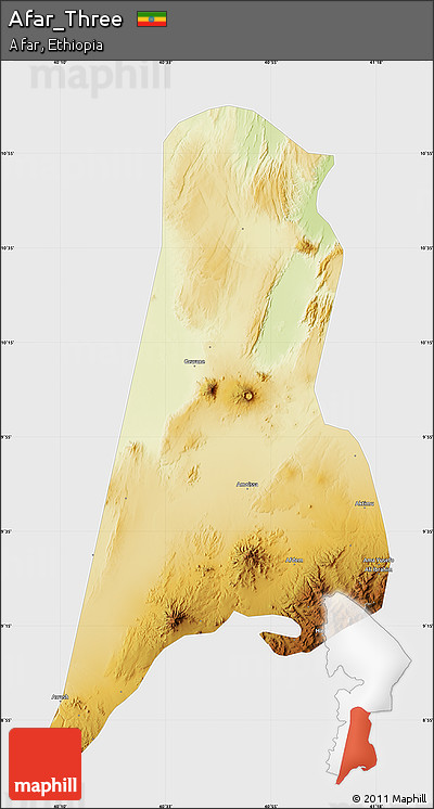 Physical Map of Afar_Three, single color outside