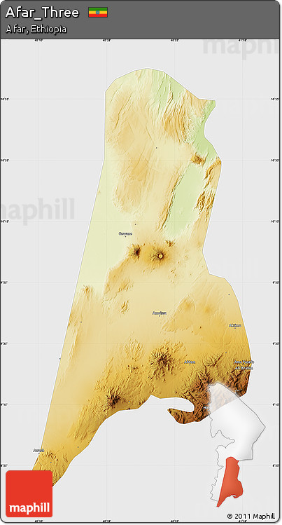 Physical Map of Afar_Three, single color outside