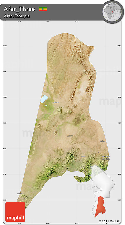 Satellite Map of Afar_Three, single color outside
